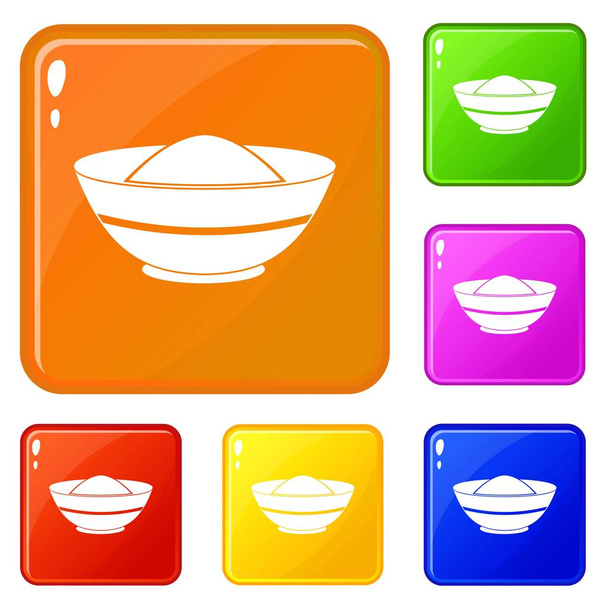 Indian spicy icons set vector color - Vektör, Görsel