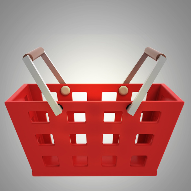 червоний кошик для покупок вид збоку на сірий
 - Фото, зображення