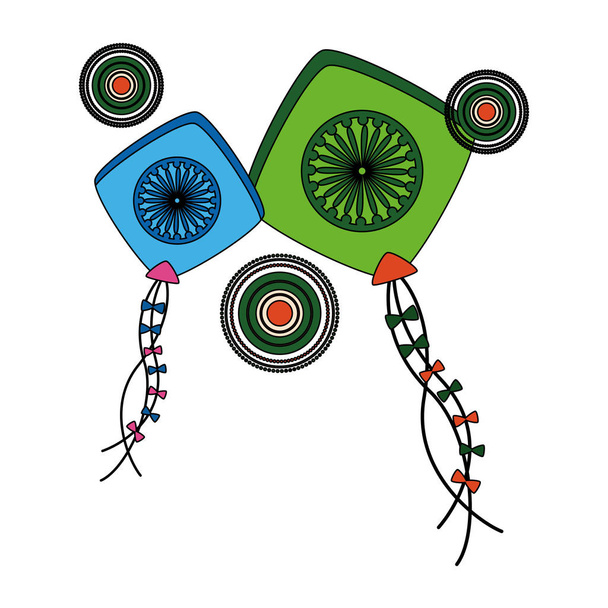 летящие воздушные змеи с чакрой Ашока
 - Вектор,изображение