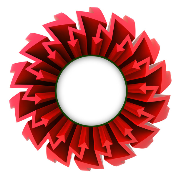 flecha roja círculo en zigzag con el centro en blanco
 - Foto, Imagen