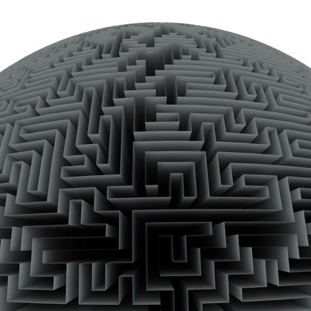 geïsoleerde zwart-wit labyrint hill - Foto, afbeelding