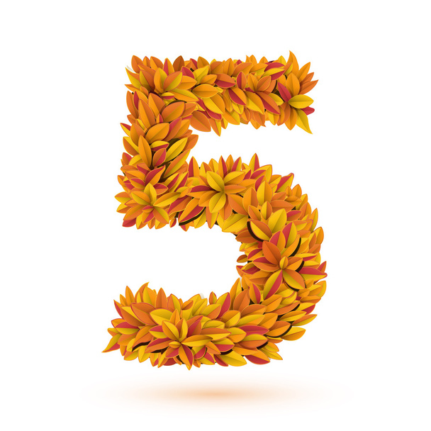Autunm fall bright orange leaves number - Vector, Image