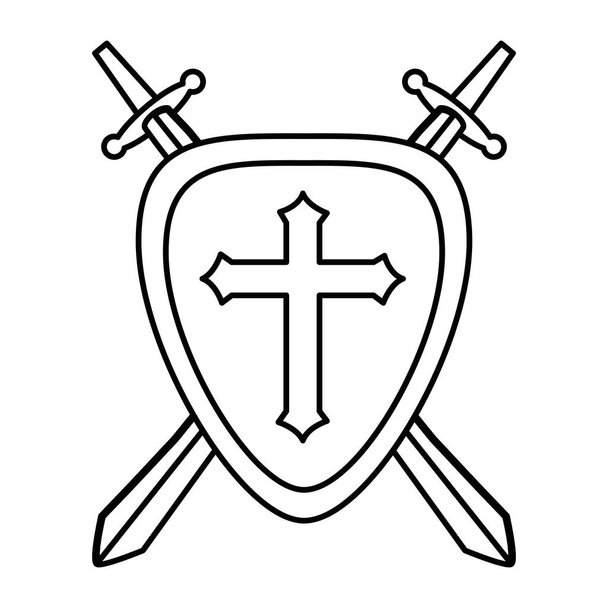 isoliertes Schild und Schwerter-Design - Vektor, Bild