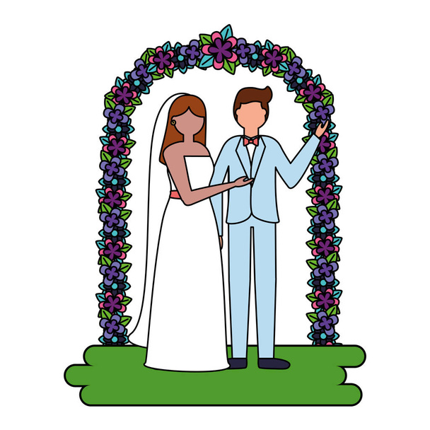 наречена і наречена арка квіти прикраса весілля
 - Вектор, зображення