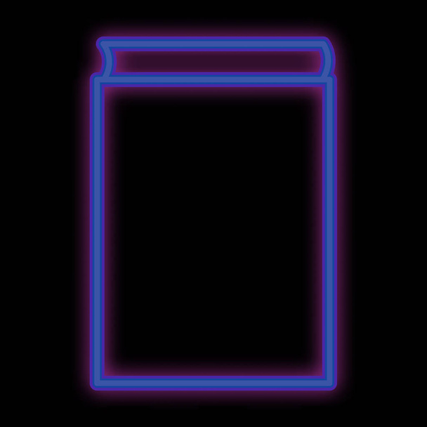 Neon icon school notepad in illuminated blue - Vector, Image