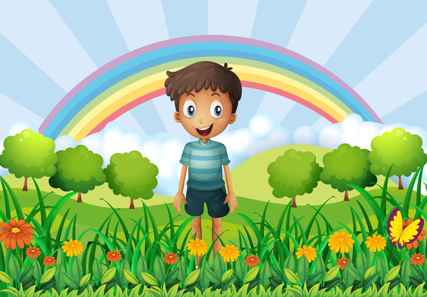 A boy in the fields - Vector, Image