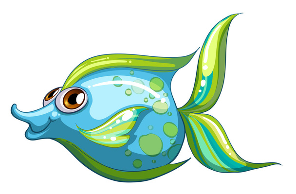 A big blue fish with a stripe-colored tail - Vector, imagen