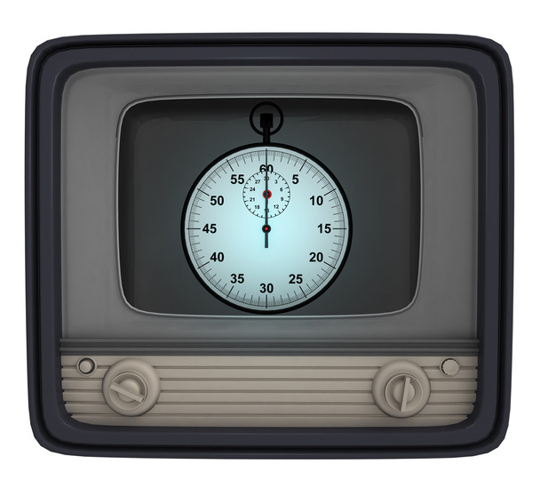 isolated shiny stopwatch in retro television - Photo, Image