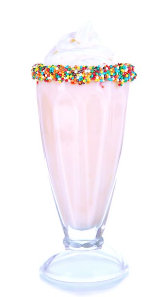 Delicious milk shake isolated on white - 写真・画像