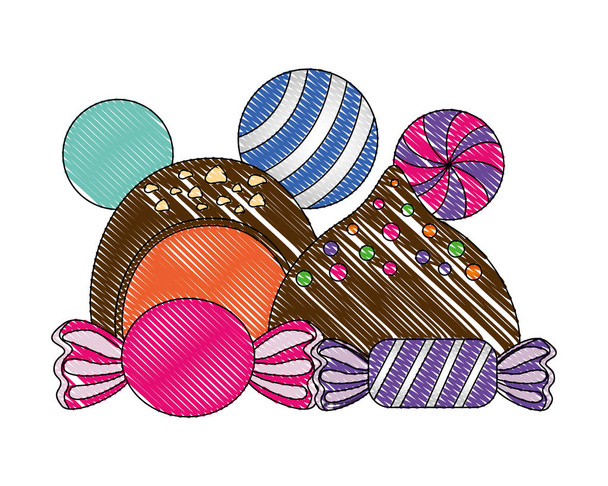 sweet candies chocolate bon bons caramels - Vector, Image