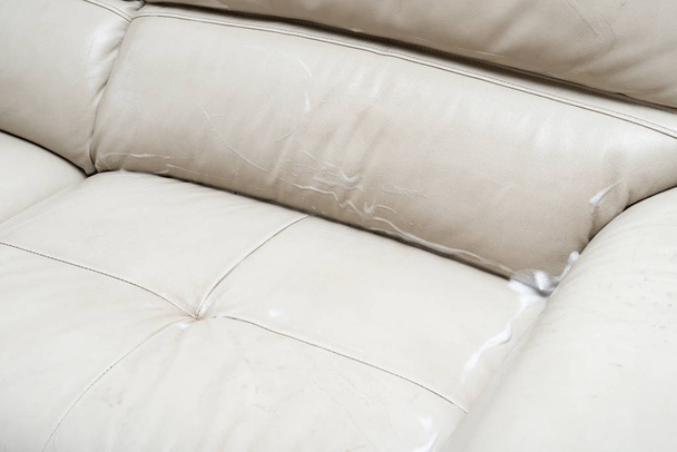 leather sofa with soapy liquid - Photo, Image