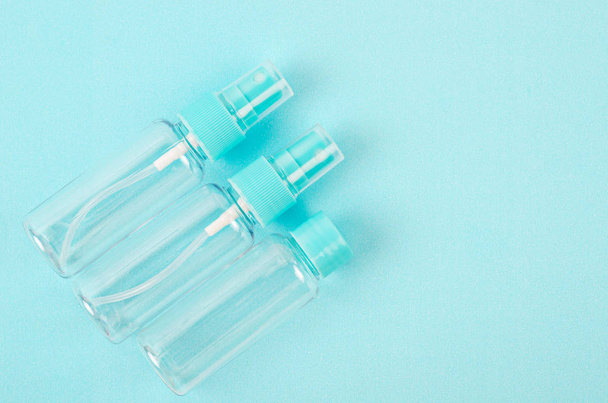 Three plastic clean blank bottles. - Фото, изображение