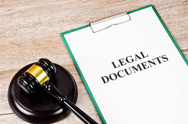 Legal document paper file with gavel. - Photo, Image