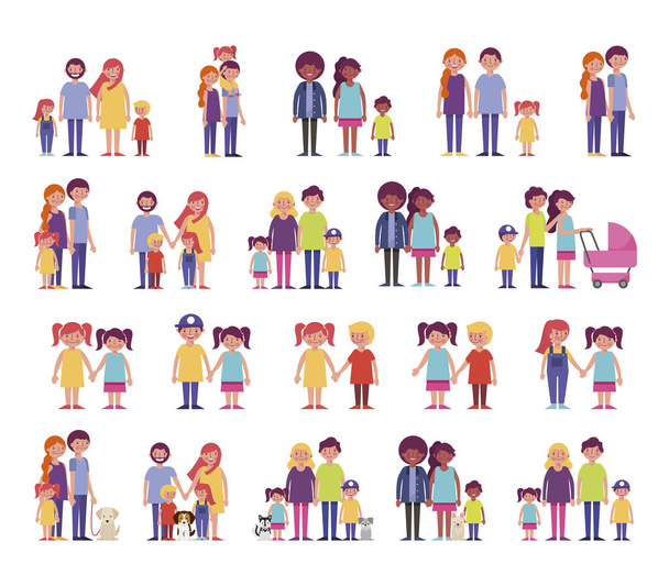 group of family members characters - Vector, Image