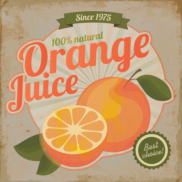 Orange juice retro flyer vintage illustration - Vector, Image