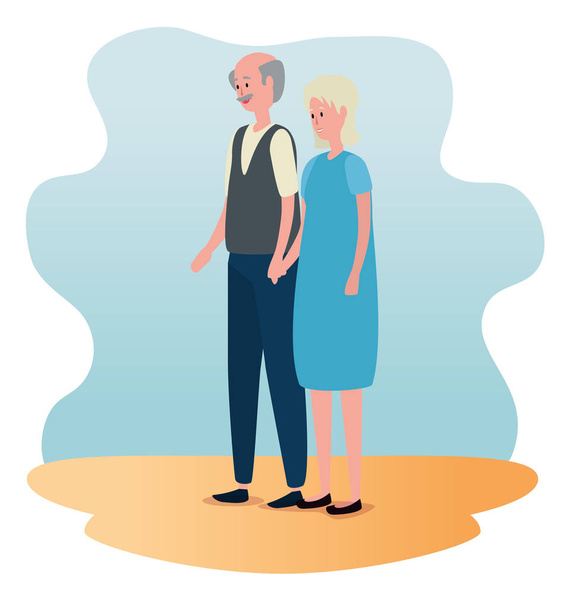 old woman and man with casual clothes and hairstyle - Vector, afbeelding