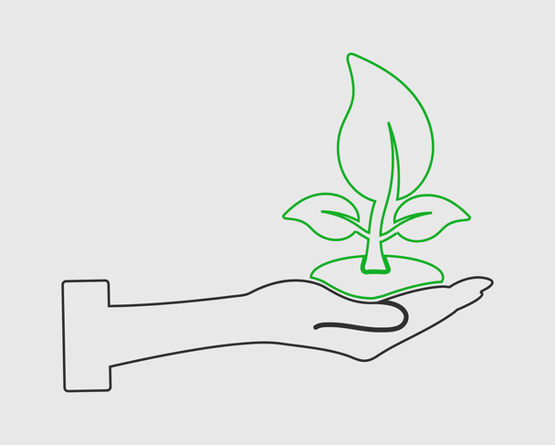 Save Plant line Icon on gray background . - Vector, Image
