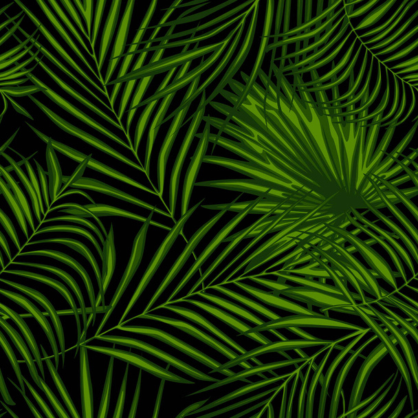 Αφηρημένο εξωτικό φυτό χωρίς ραφές μοτίβο σε μαύρο φόντο. - Διάνυσμα, εικόνα