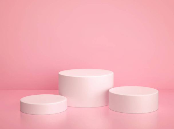Білий циліндр подіум, дисплей продукту стоїть на рожевому фоні
 - Фото, зображення