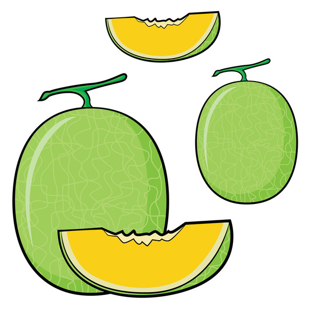 Ilustrace roztomilým kresleného melounu. - Vektor, obrázek
