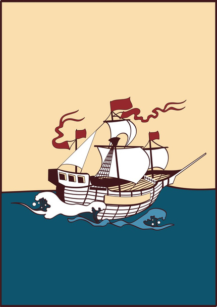 statek w morzu - Wektor, obraz
