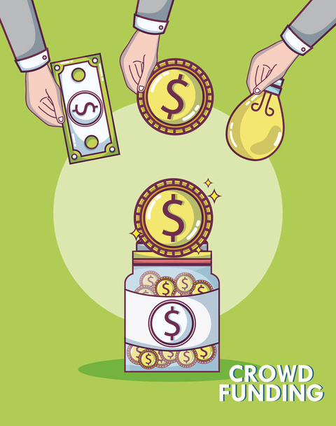 Crowdfunding negocio de dinero
 - Vector, Imagen