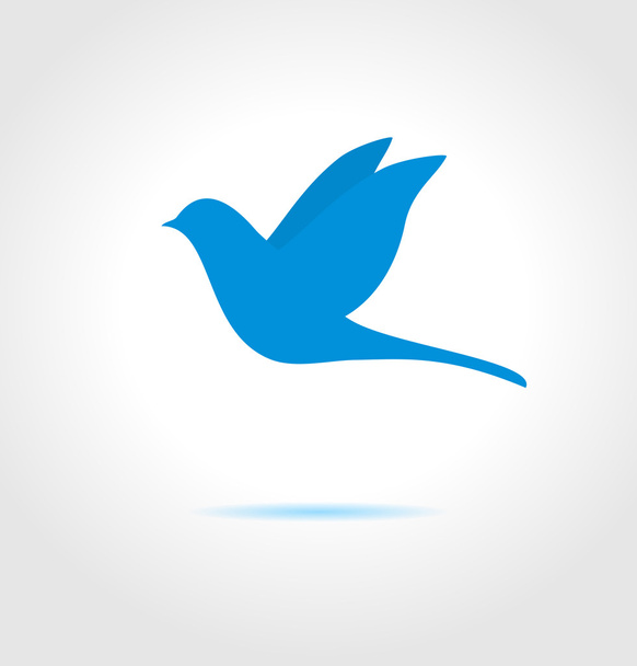 Blue bird on gray background. Abstract vector symbol. - Vektor, Bild