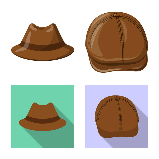 Vector design of headgear and cap icon. Set of headgear and accessory stock vector illustration. - Vektor, Bild