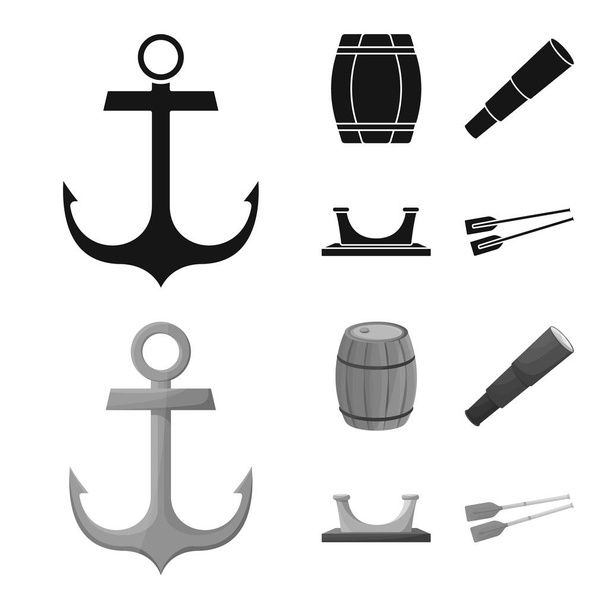 Vector illustration of journey and seafaring logo. Collection of journey and vintage stock vector illustration. - Vektor, obrázek