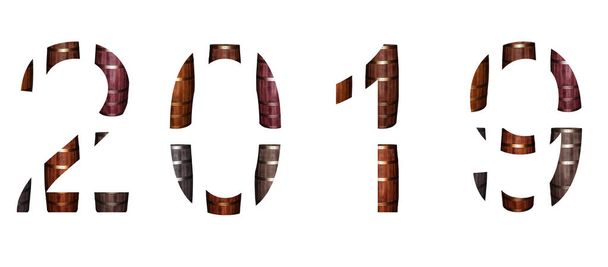 figura simbolo dell'anno duemila diciannove marrone botte di quercia sfondo bianco
 - Foto, immagini