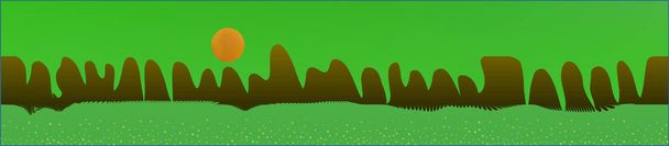 Green sky, and mountains landscape.  - Vector, Image