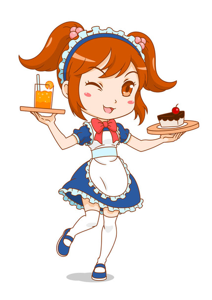 Cartoon character of maid cafe girl. - Vecteur, image