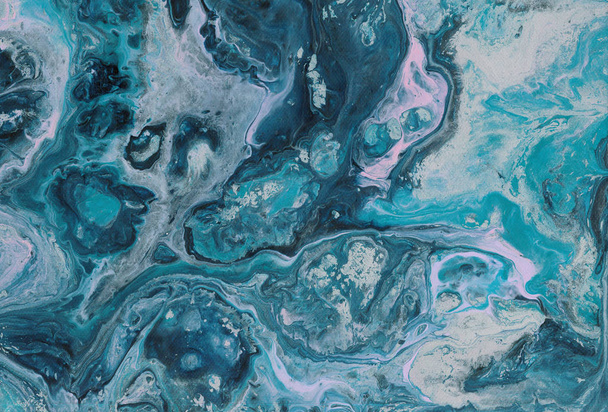 Abstract ocean- ART. Marble texture. Acrylic colors blots. Abstract background. - Foto, imagen