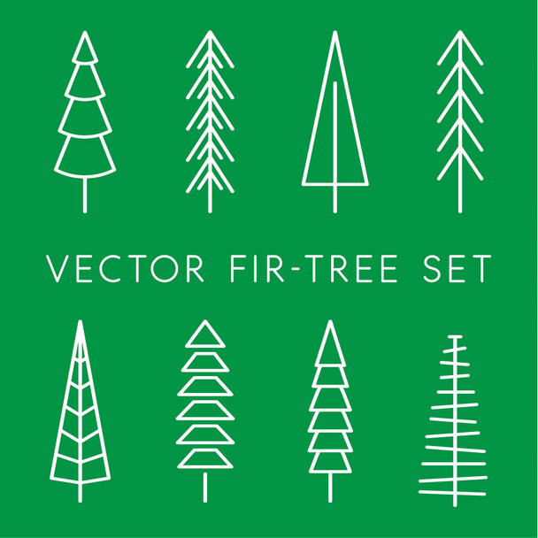 Tree vector icon set. Pine line, linear, outline logo. Isolated nature icons. Simple flat vector illustration for christmass decoration. - Vektori, kuva