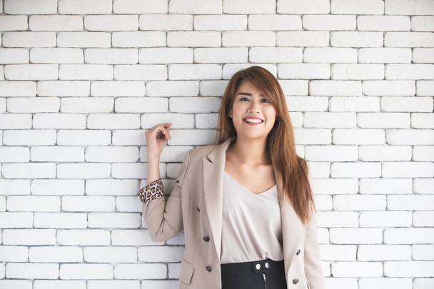 Half length image of Asian businesswoman laughing. - Zdjęcie, obraz