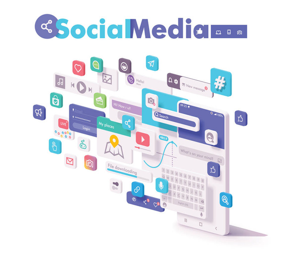 Vector mobil szociális média alkalmazások - Vektor, kép