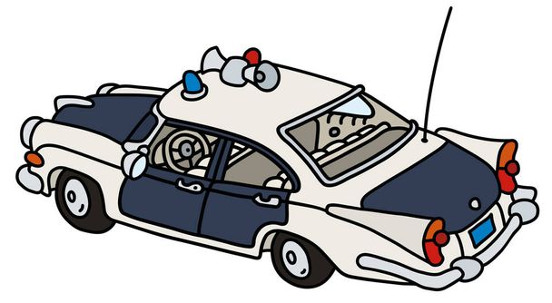 El dibujo vectorizado a mano de un divertido coche de policía americano
 - Vector, imagen
