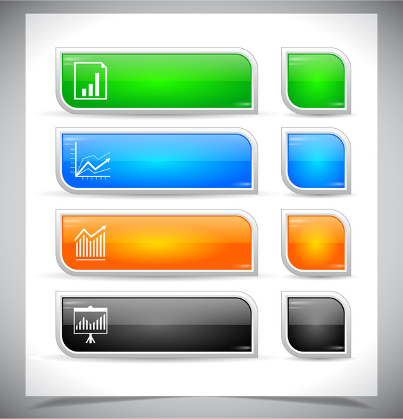 Set of color plastic buttons for web. - Вектор,изображение