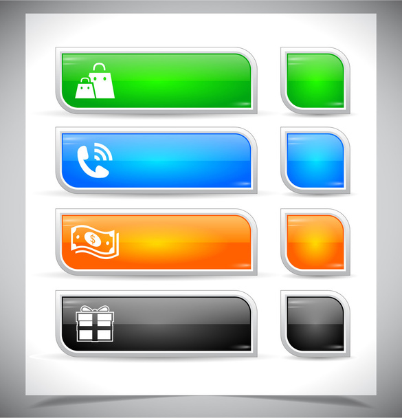 Set of color plastic buttons for web. - Vector, imagen