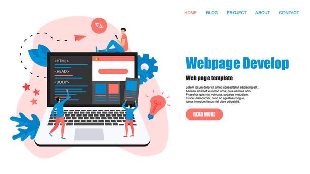 Modèle de page Web. Développement de pages Web créatives et concept de conception Web
 - Vecteur, image