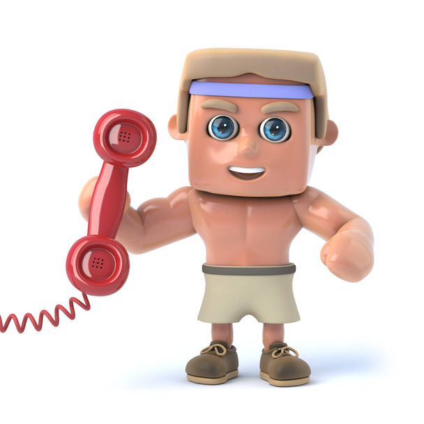 3d Bodybuilder answers the phone - Photo, Image