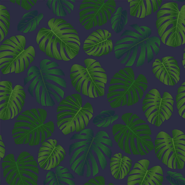 葉の緑のトロピカルのシームレス パターン - ベクター画像