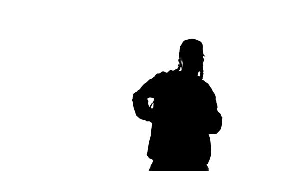silhouette noire sur fond blanc, fille dansant hip hop, street dance, isolé
 - Séquence, vidéo