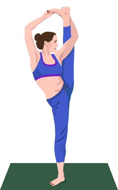 Девушка стоящая в позе йоги
 - Вектор,изображение