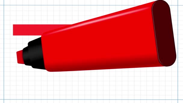 Animación de resaltador rojo marca la escritura en una hoja cuaderno cuadrado
 - Metraje, vídeo