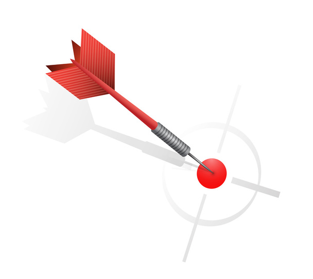 red dart hitting the target. illustration design - Zdjęcie, obraz