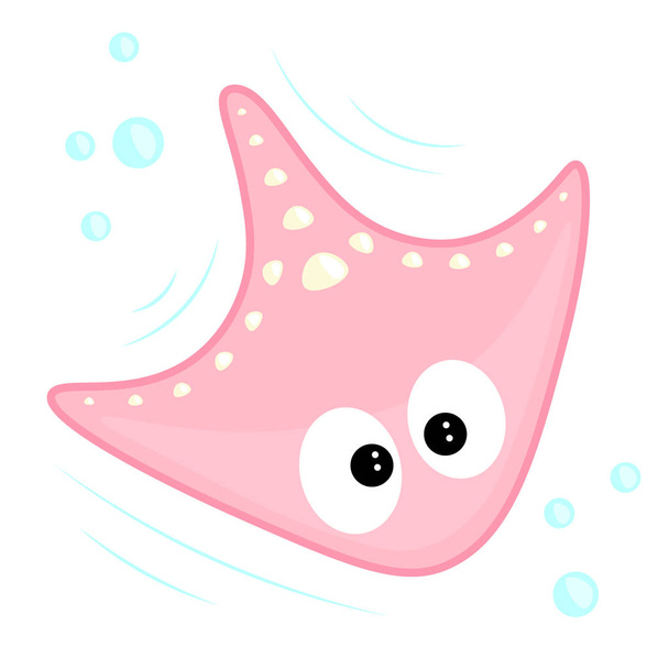 Lindo vector rosa raya para niños. Cuadro de residentes subacuáticos para enseñar a los niños
 - Vector, imagen