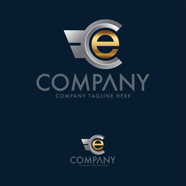 Yaratıcı Harf E ve Parça Logo Tasarımı - Vektör, Görsel