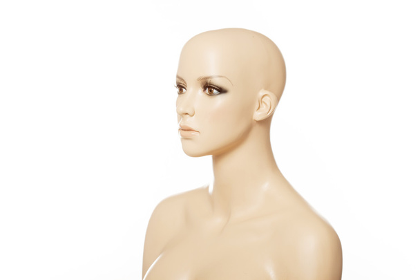 Cabeza de maniquí femenino de perfil aislado sobre blanco
 - Foto, Imagen