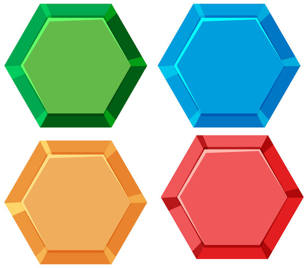 Botones de icono en forma de hexágono - Vector, imagen